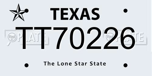 TT70226 Texas License Plate
