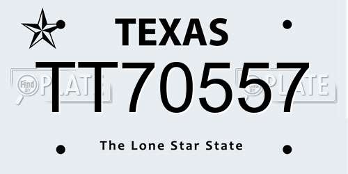 TT70557 Texas License Plate