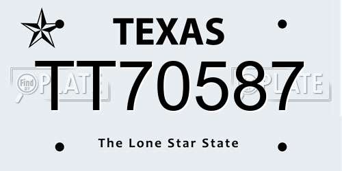 TT70587 Texas License Plate