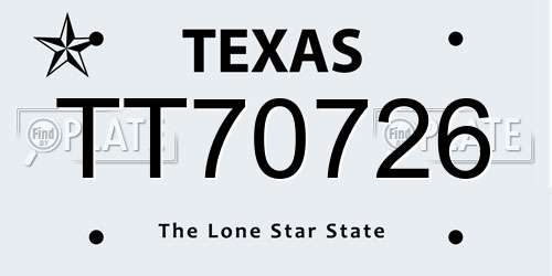 TT70726 Texas License Plate