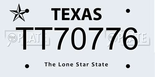 TT70776 Texas License Plate