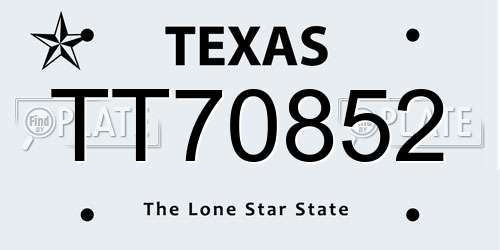 TT70852 Texas License Plate