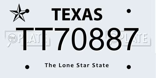 TT70887 Texas License Plate