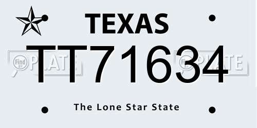 TT71634 Texas License Plate
