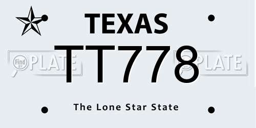 TT778 Texas License Plate