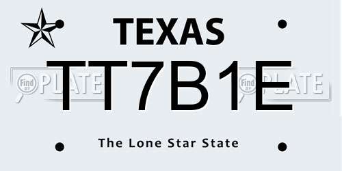 TT7B1E Texas License Plate