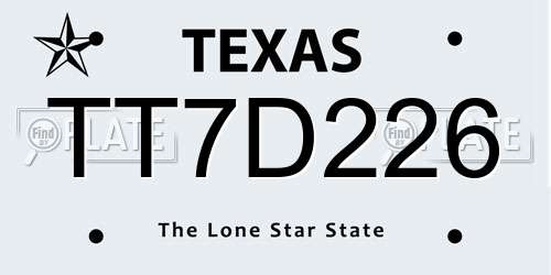 TT7D226 Texas License Plate