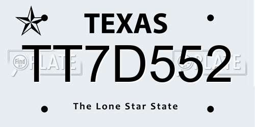 TT7D552 Texas License Plate