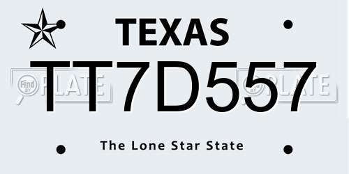TT7D557 Texas License Plate