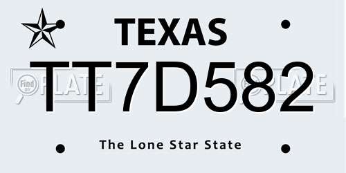 TT7D582 Texas License Plate