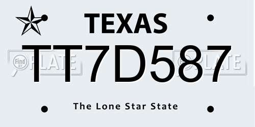 TT7D587 Texas License Plate