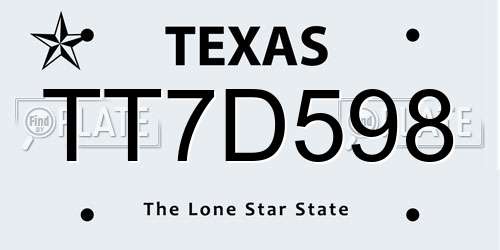 TT7D598 Texas License Plate