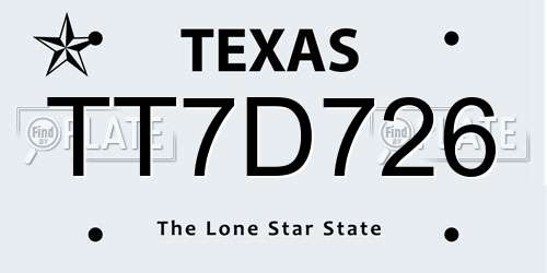TT7D726 Texas License Plate
