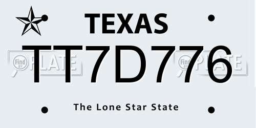 TT7D776 Texas License Plate