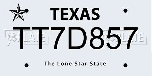 TT7D857 Texas License Plate