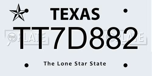 TT7D882 Texas License Plate