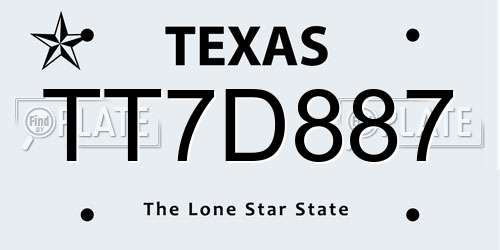TT7D887 Texas License Plate