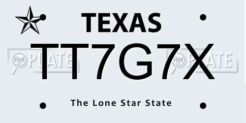 TT7G7X Texas License Plate