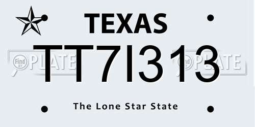 TT7I313 Texas License Plate