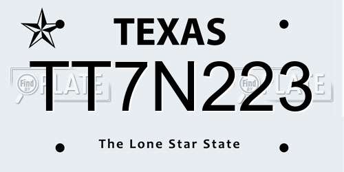 TT7N223 Texas License Plate
