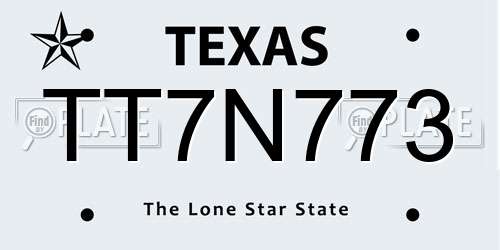 TT7N773 Texas License Plate