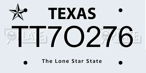 TT7O276 Texas License Plate