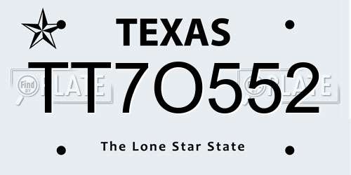 TT7O552 Texas License Plate