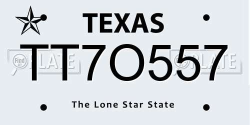 TT7O557 Texas License Plate
