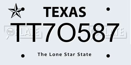 TT7O587 Texas License Plate
