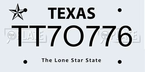 TT7O776 Texas License Plate