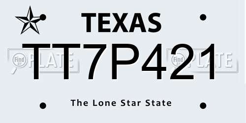 TT7P421 Texas License Plate
