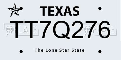 TT7Q276 Texas License Plate