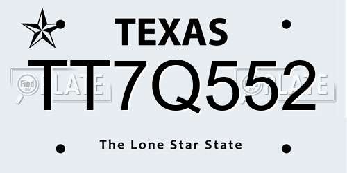 TT7Q552 Texas License Plate