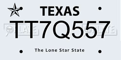 TT7Q557 Texas License Plate