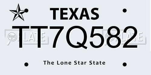 TT7Q582 Texas License Plate