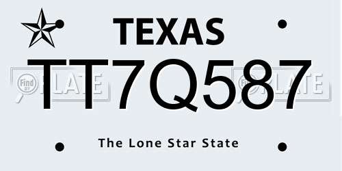 TT7Q587 Texas License Plate