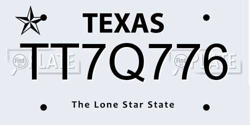 TT7Q776 Texas License Plate
