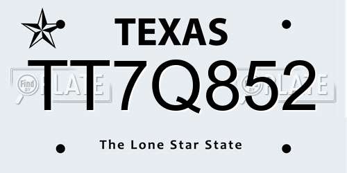 TT7Q852 Texas License Plate