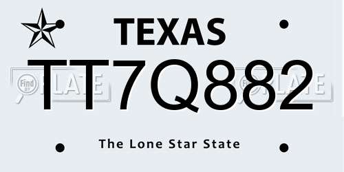 TT7Q882 Texas License Plate