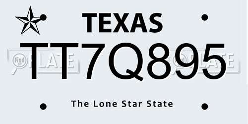 TT7Q895 Texas License Plate