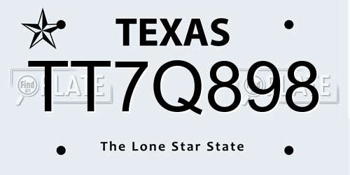TT7Q898 Texas License Plate