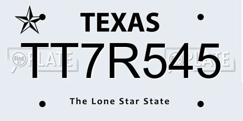 TT7R545 Texas License Plate