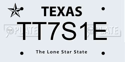 TT7S1E Texas License Plate