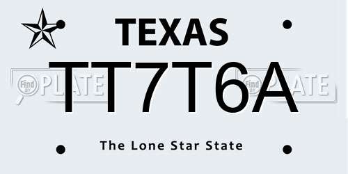 TT7T6A Texas License Plate