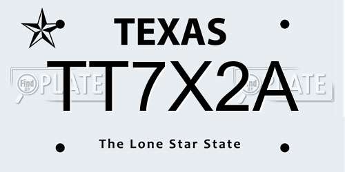 TT7X2A Texas License Plate