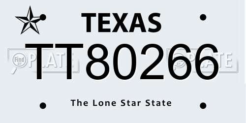 TT80266 Texas License Plate