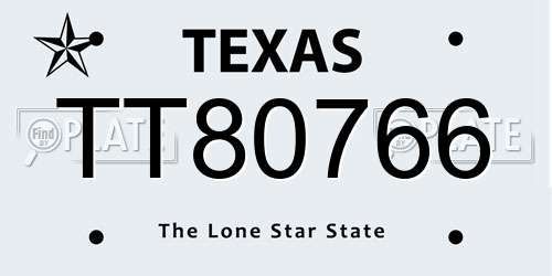 TT80766 Texas License Plate