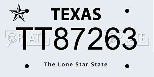 TT87263 Texas License Plate