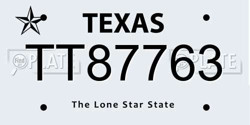 TT87763 Texas License Plate