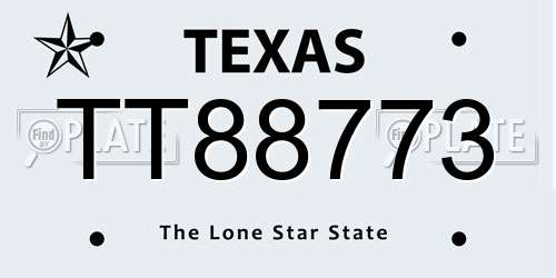 TT88773 Texas License Plate